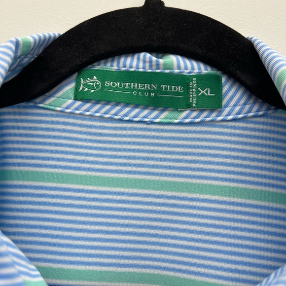 Southern Tide Club Golf Shirt XL Blue and Green - Picture 3 of 4